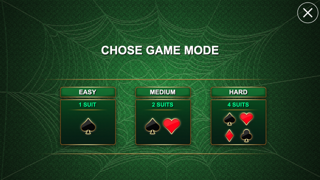 Spider Solitaire 1,2 and 4 suits 